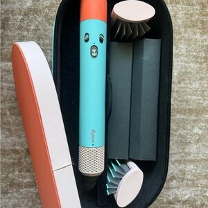 Dyson hair styler in Aqua and Coral with Matching Attachments